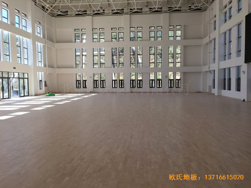 河南南陽南召縣天池電站運(yùn)動館體育木地板鋪設(shè)案例0